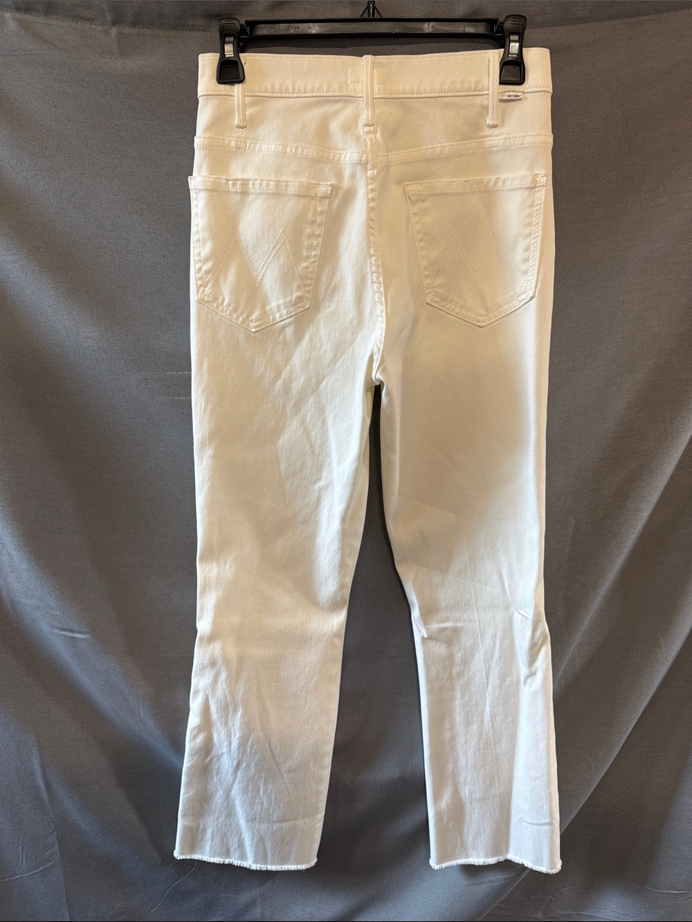MOTHER The Hustler Ankle Fray Jeans White Size 27 High Rise Raw Hem Cropped - Picture 8 of 9